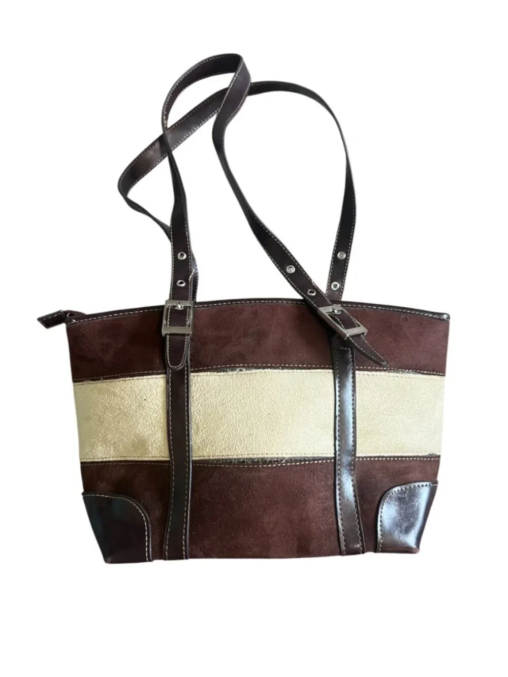 Vintage Kate Spade New York Colorblock Suede Tote — AS-IS